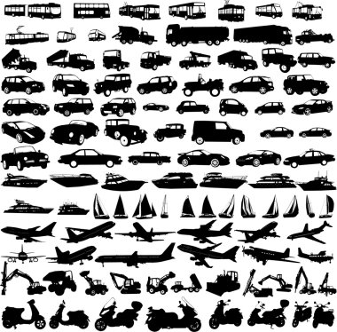 Transportation silhouettes clipart