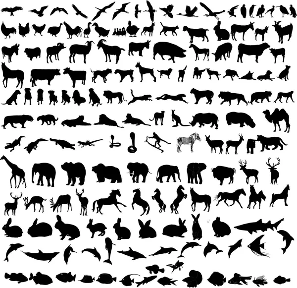 Hundreds different animals — Stock Vector