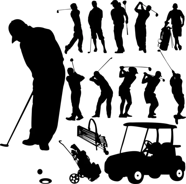Silhouettes of Men playing golf with golf ball — Stock Vector © Lumumba ...