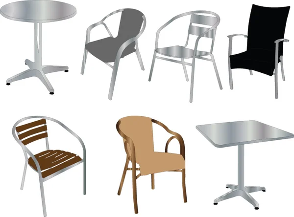 Tabelas e cadeiras ilustração —  Vetores de Stock
