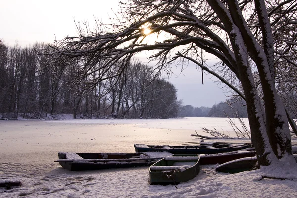 Paysage hivernal lac — Photo