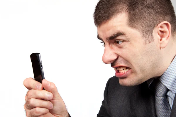 Homme d'affaires stressé criant au téléphone — Photo
