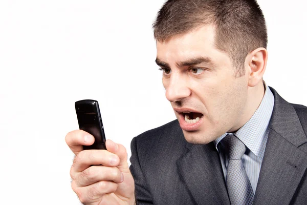 Homme d'affaires stressé criant au téléphone — Photo