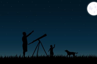 Family Stargazing clipart