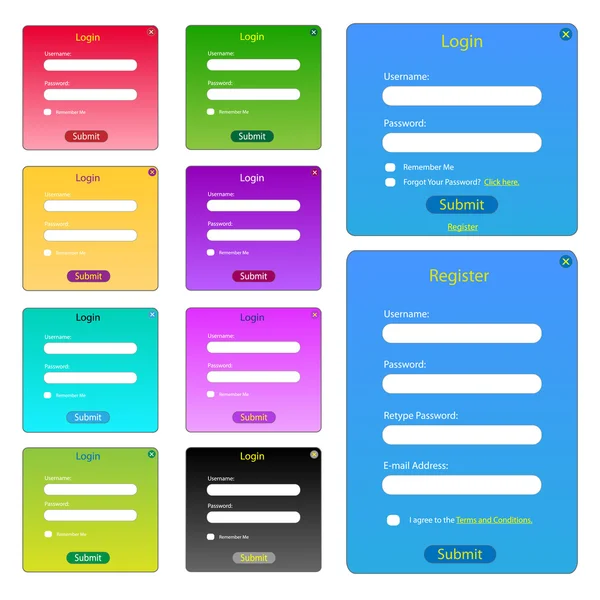 Colorful Web Forms — Stock Vector