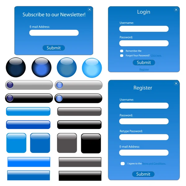 Blauwe websjabloon — Stockvector