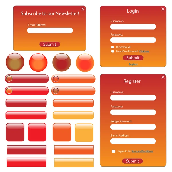 Szablon sieci web czerwony i pomarańczowy — Wektor stockowy