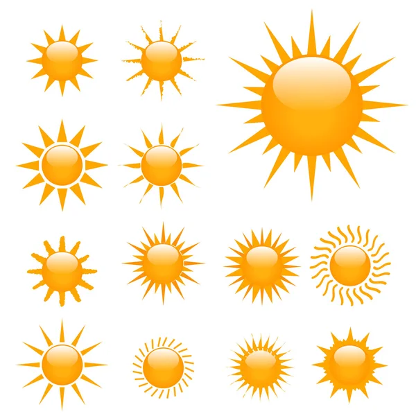 Ilustracja słońc — Wektor stockowy