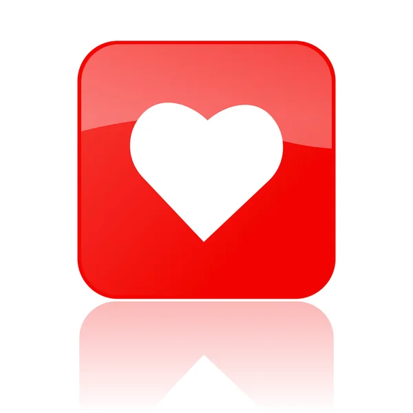 Przycisk czerwone serce — Zdjęcie stockowe
