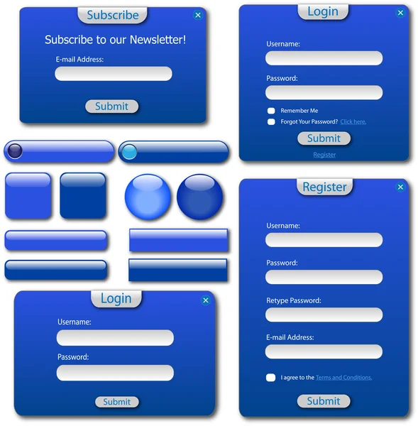 Μπλε web πρότυπο — Διανυσματικό Αρχείο