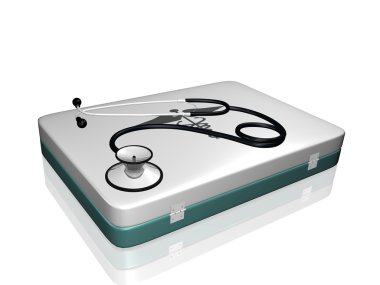 Stethoscope and Medical Kit clipart