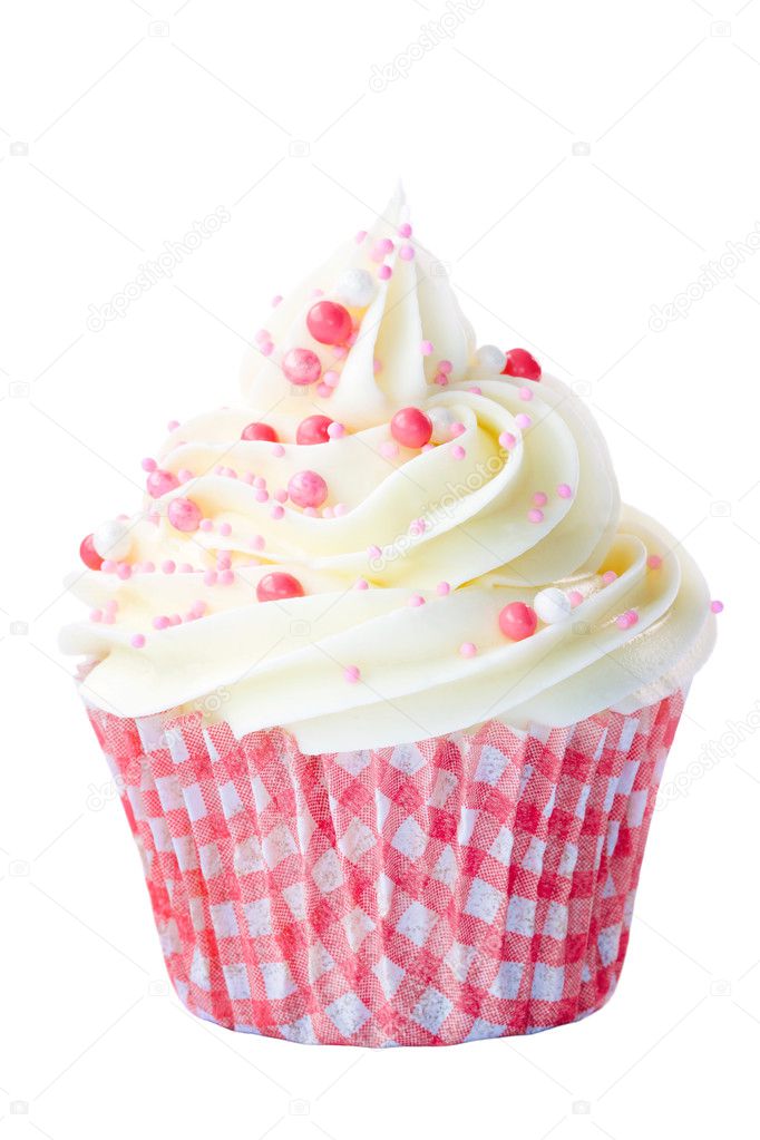 Pink and white cupcake