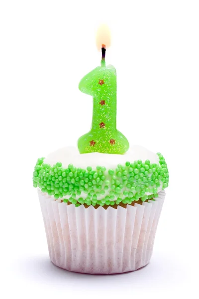 Första födelsedag cupcake — Stockfoto