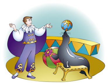 Circus show seals clipart