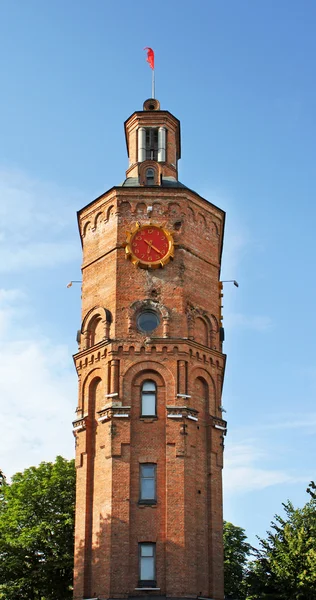 Oude fire toren met klok — Stockfoto