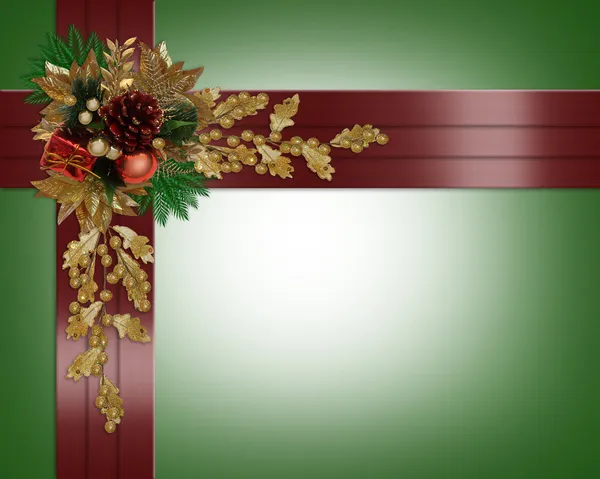 Christmas border elegant red ribbons — Stock Photo, Image