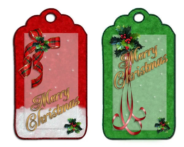Etiketter jul dekorationer isolerade — Stockfoto