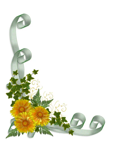Kwiaty ślubne zaproszenie żółty — Zdjęcie stockowe