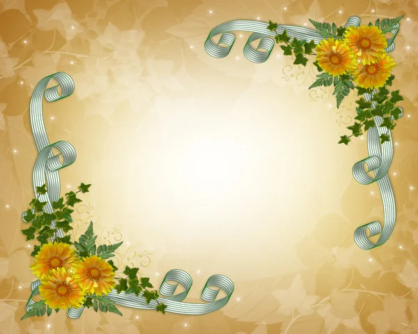 Convite de casamento borda floral amarela — Fotografia de Stock