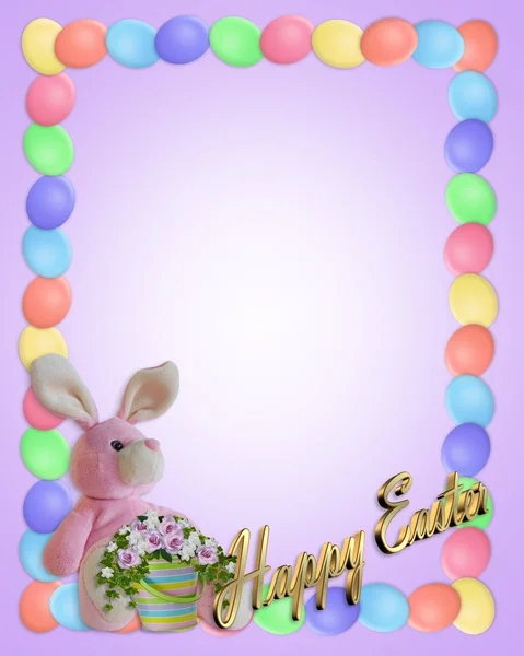 Húsvéti határ tojás és nyuszik — Stock Fotó
