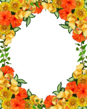 Tropical flowers border clipart