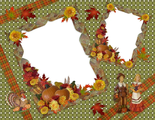 Thanksgiving scrapbook Autumn template — Stock Photo, Image