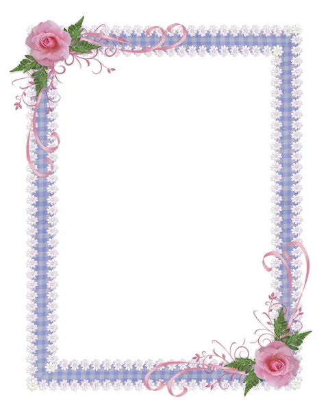 Pink roses country Invitation border Royalty Free Stock Images