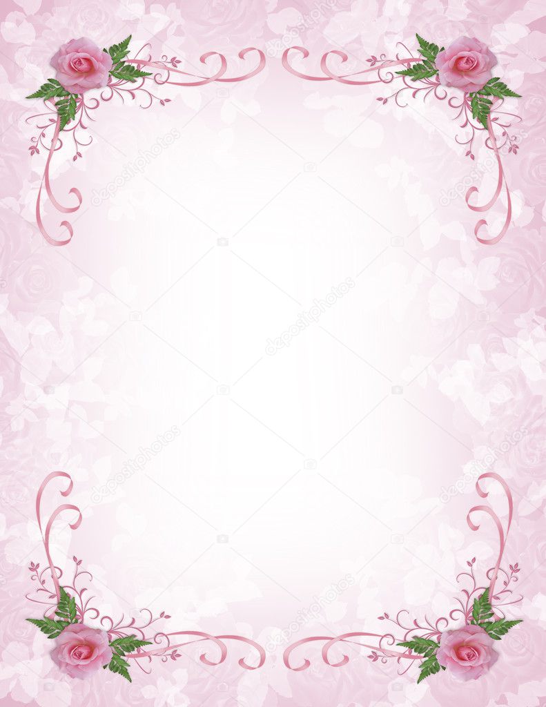 Pink roses Invitation border — Stock Photo © Irisangel #2866088