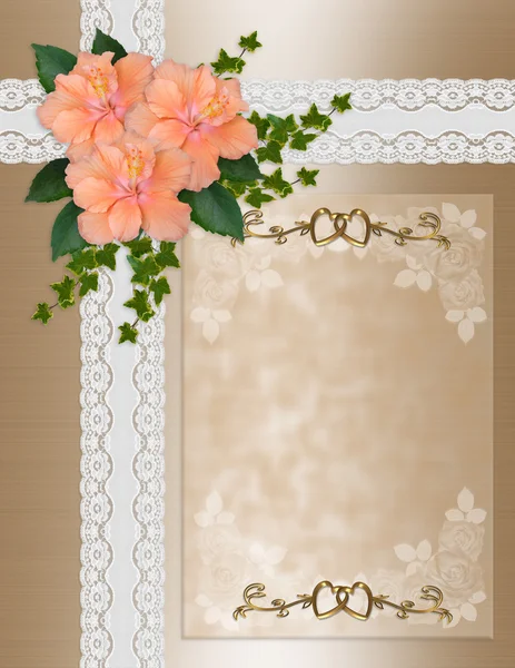 Wedding invitation hibiscus lace — Stock Photo, Image