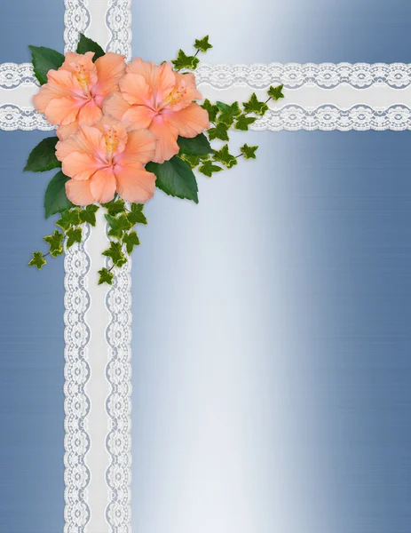 Wedding invitation hibiscus lace — Stock Photo, Image