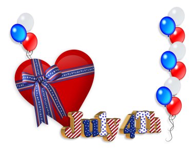 4th of July patriotic heart border clipart