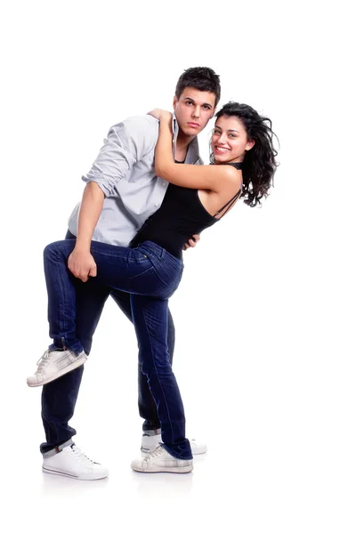 Mladý pár, tanec Stock Obrázky