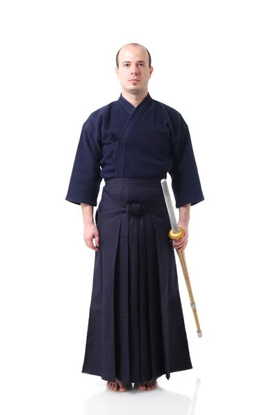 Kendo fighter with Shinai — Stock Photo, Image