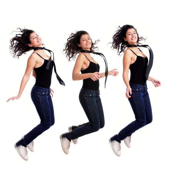 Attractive young girl jumping — Stock Photo, Image