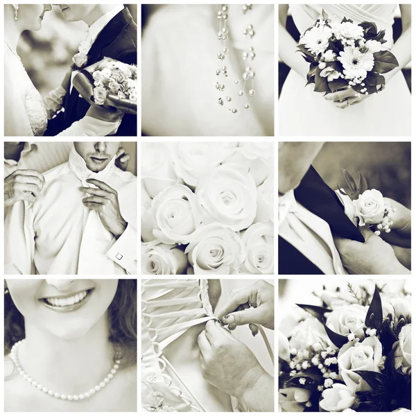 Kilenc esküvői fotó kollázs — Stock Fotó