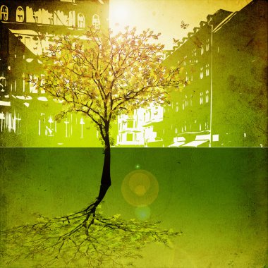 Last tree in city clipart