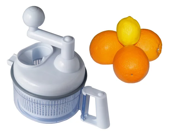 Misturador, laranjas e limão — Fotografia de Stock