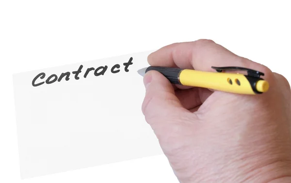 Penna och en inskription kontrakt — Stockfoto