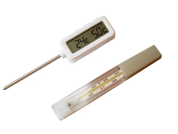 O termômetro eletrônico e mercúrio — Fotografia de Stock