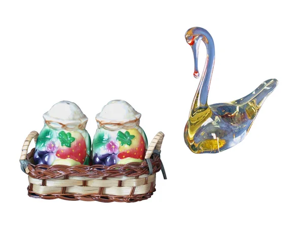 Souvenir en swan och en uppsättning för kryddor — Stockfoto