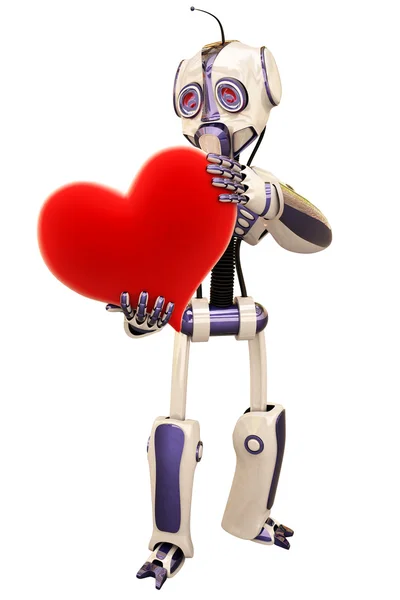 Robot ve kalp — Stok fotoğraf