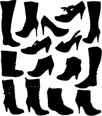Collection of women's shoes clipart