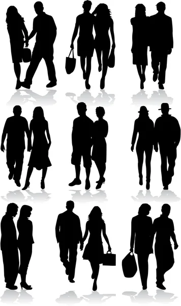 Couples - profiles of — Stock Vector