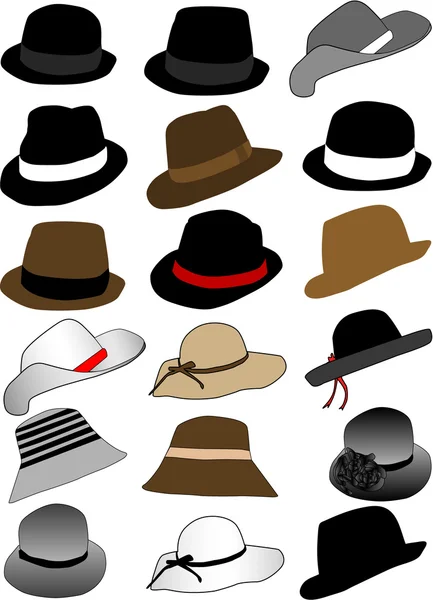 Collection of hats — Stock Vector