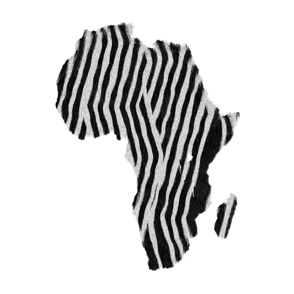 斑马毛皮的非洲大陆地图 — 图库照片