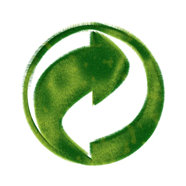 Recycle symbool gemaakt van gras — Stockfoto