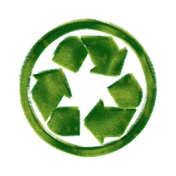 Reciclar símbolo hecho de hierba — Foto de Stock