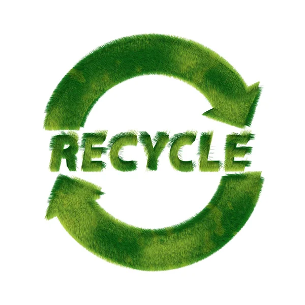 Símbolo de reciclagem feito de grama — Fotografia de Stock