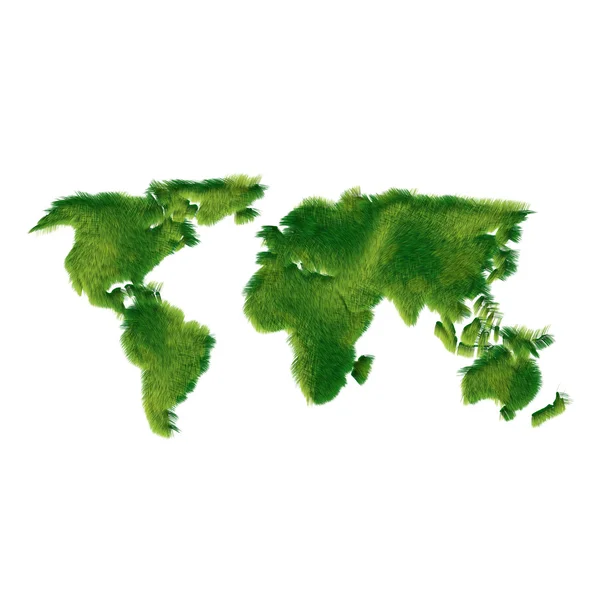Yeşil çim dünya harita illüstrasyon — Stok fotoğraf