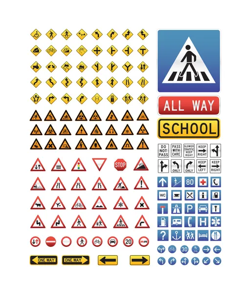 stock vector Big collection of traffic signs